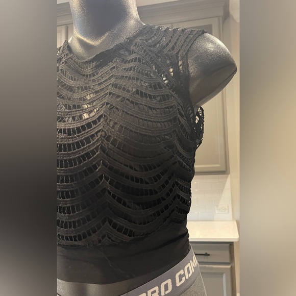 Charlotte Russe Black Lace Crop Top, Size Small - Picture 2 of 8